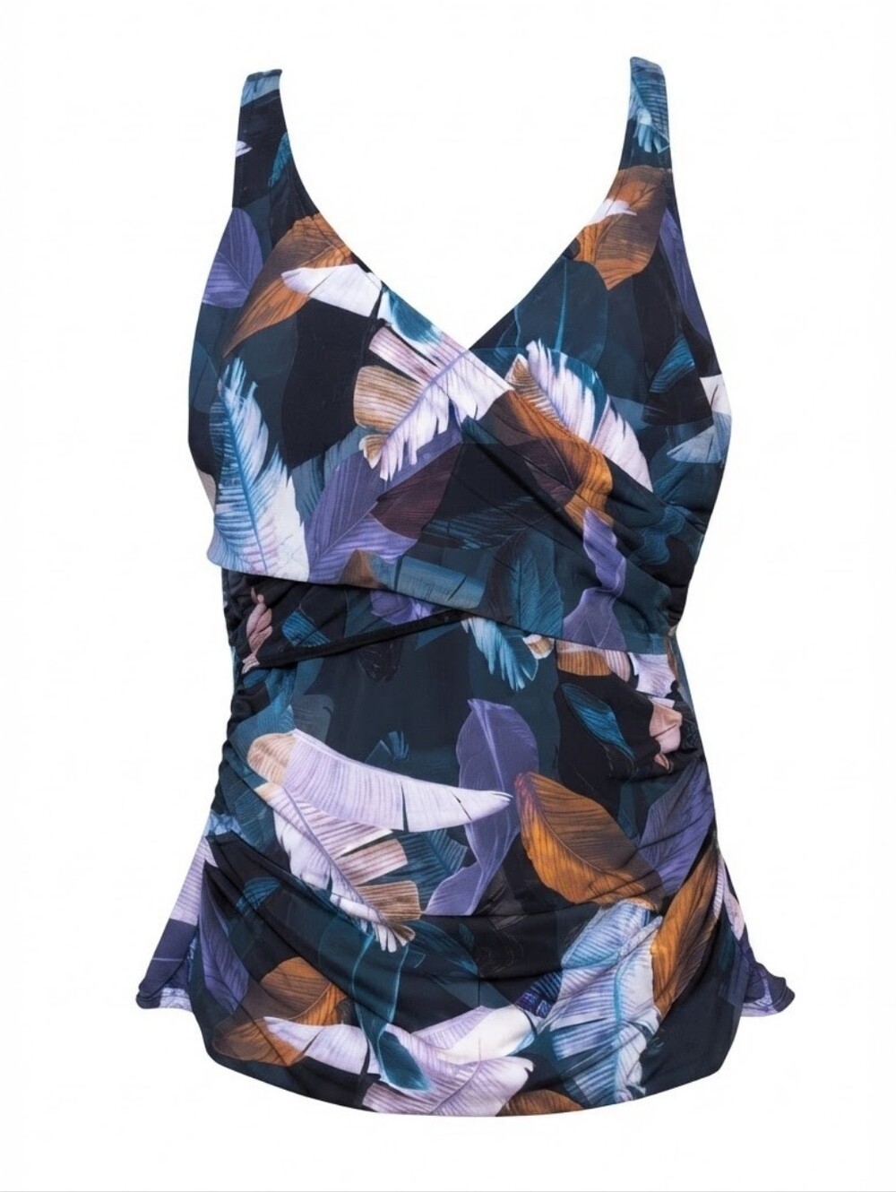 Everyday Sunday Bikini Village Tankini Top Tropical Floral Blue Purple Size 14